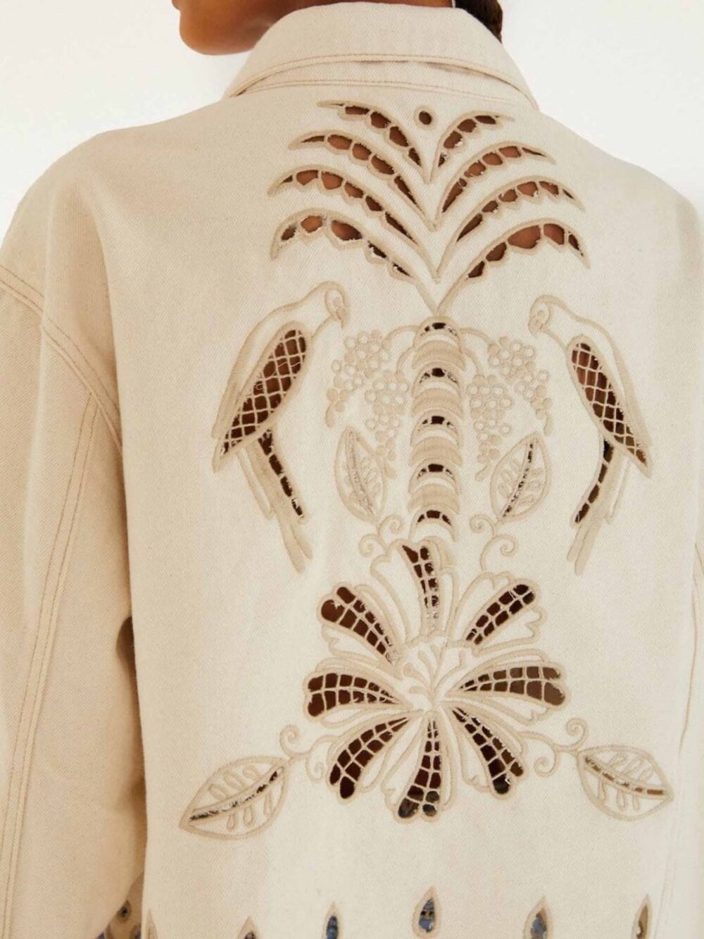 Farm RIO Beige Denim Canva Richelieu Jacket - Picture 3 of 16